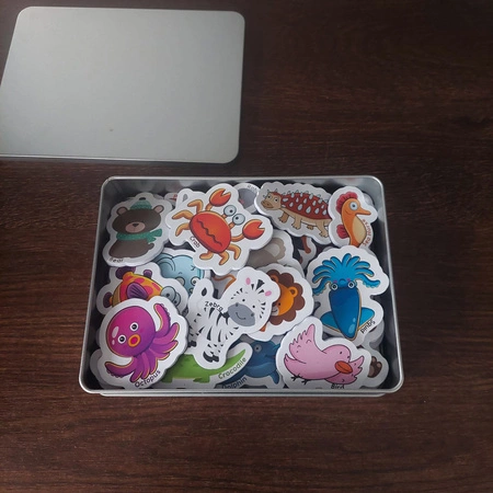 Magnesy na Lodówkę Magnes x 40 Zwierzęta dla Dzieci 40 szt Zestaw + Puszka KRUZZEL