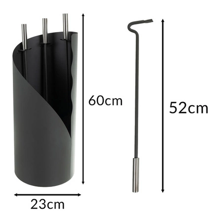 Przybory Kominkowe Akcesoria do Kominka Pieca Loft Stalowe Zestaw + Stojak Kaminer 25970