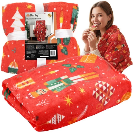 Koc Narzuta Kapa Pled na Łóżko RUHHY Duży Dwuosobowy Świąteczny 150x200 cm