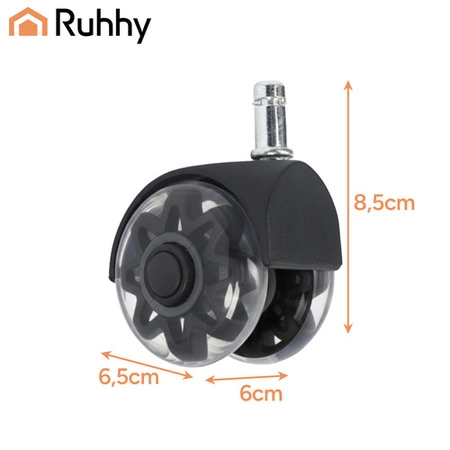 Kółka do Fotela Obrotowego Ruhhy Łożyska Stalowe Zestaw 5szt Mocne Czarne
