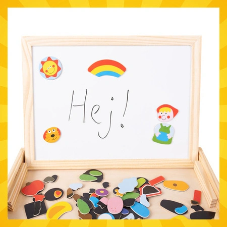 Tablica Edukacyjna Magnetyczna Kruzzel Dwustronna 108el. w Skrzynce Prezent