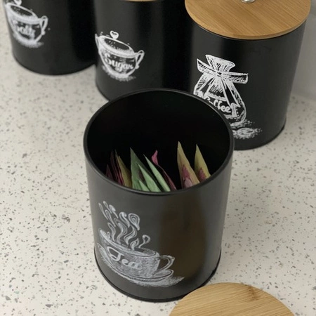 Zestaw Pojemników Metalowych 4 Pojemniki na Żywność Kawa Herbata Sól Cukier RUHHY