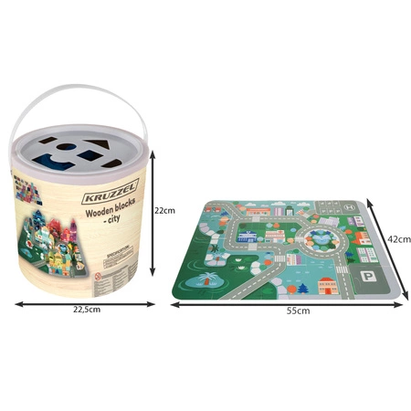 Drewniane Klocki Miasto Auta 100 Klocków + Puzzle KRUZZEL