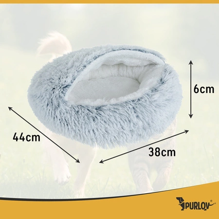 Legowisko Purlov S dla Kota Psa 44x38 cm Miękkie z Zadaszeniem Puszyste