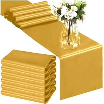 Bieżnik na Stół Świąteczny Złoty Obrus Gładki Satynowy Gęsty 1 Kawałek 9m  RUHHY