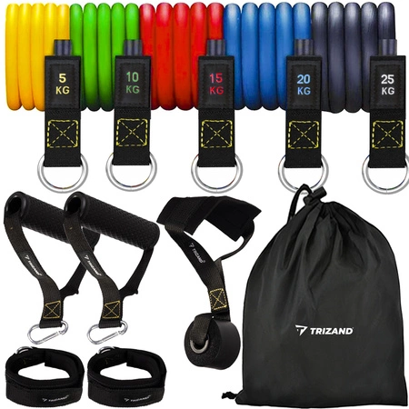 Gumy do Ćwiczeń Zestaw 5 Gum Oporowych Oporowe Fitness Treningowe + Uchwyty TRIZAND