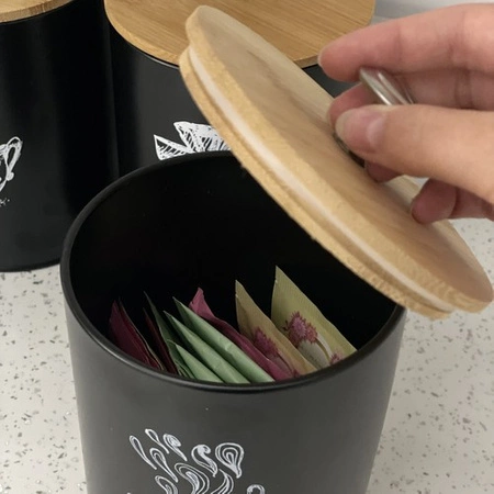 Zestaw Pojemników Metalowych 4 Pojemniki na Żywność Kawa Herbata Sól Cukier RUHHY