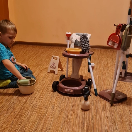 Zestaw do Sprzątania dla Dzieci Odkurzacz Wózek Mop Wiaderko Akcesoria 18w1 KRUZZEL