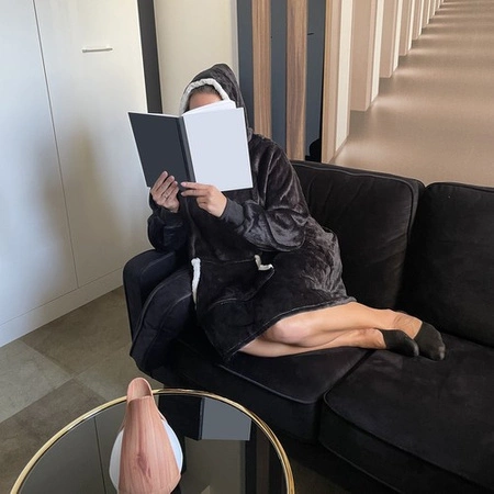 Koc Bluza Oversize Ciepła Gruba Kocobluza 2w1 XXL Futrzak z Kapturem Długa RUHHY