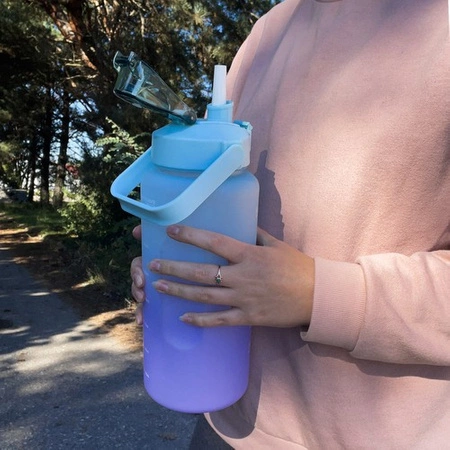 Butelka Motywacyjna na Wodę Bidon 2l z ml oz Miarką Słomką Duża 2000ml TRIZAND