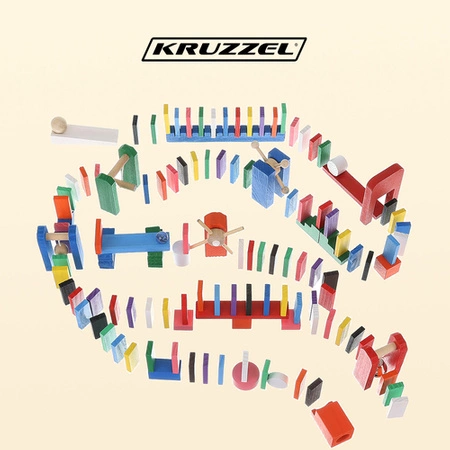 Klocki Drewniane Układanka Domino Kolorowe Duża Gra dla Dzieci Zestaw Torba KRUZZEL