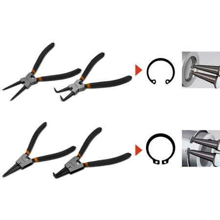 Szczypce do Pierścieni Segera Zacisków Zestaw 4el Szczypiec Zagięte Proste BIGSTREN