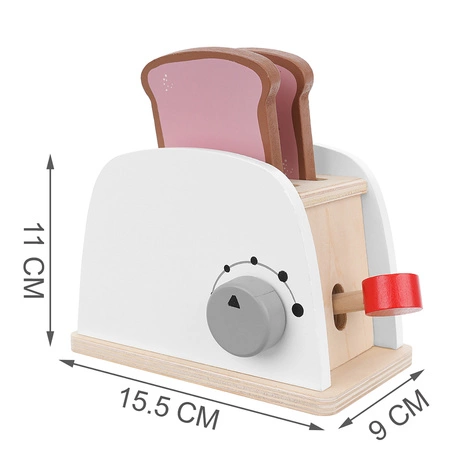 Drewniany Toster Zestaw + Akcesoria z Akcesoriami na Prezent dla Dzieci KRUZZEL