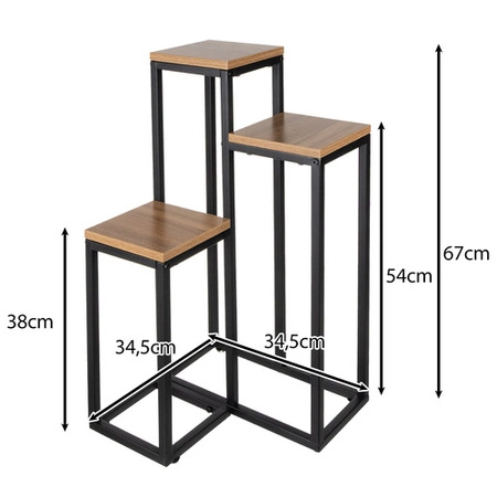 Kwietnik Stojący Stojak na Kwiaty Kwiatki Rośliny Metalowy Loft 3 Poziomy Ruhhy