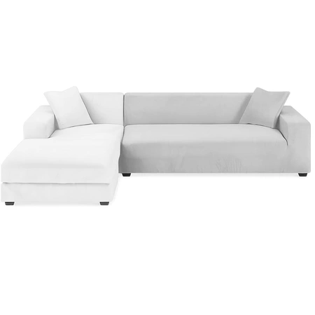 Pokrowiec na Narożnik Kanapę Leżankę Jasno Szary Welur Elastyczny 145-185cm RUHHY 26035