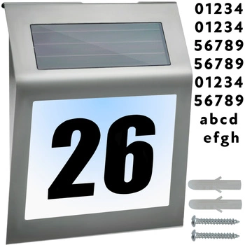 Solarny Numer Domu LED Podświetlany nr Podświetlana Lampa Solarna na Dom IZOXIS