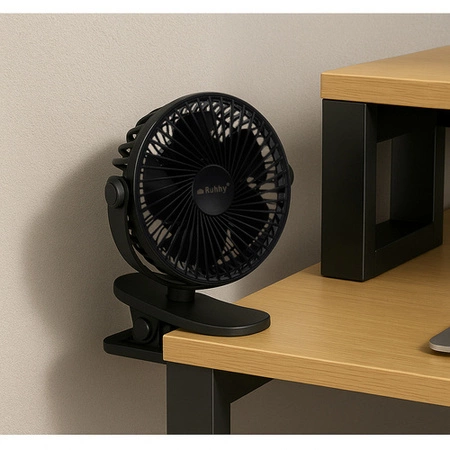 Wentylator Bezprzewodowy z Klipsem Wiatrak Biurkowy Stojący 1200mAh USB -C Ruhhy 25567