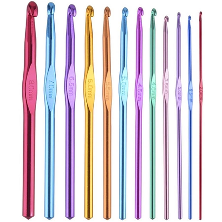 Zestaw Szydełek Szydełka 12 szt Szydełko 2 - 8 mm RUHHY