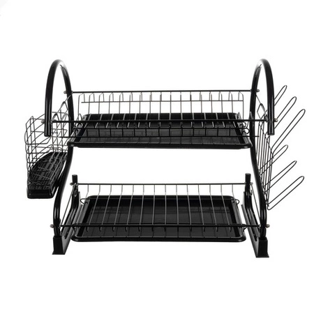 Suszarka do Naczyń Ociekacz Dwupoziomowa Stojąca Czarna Duża na Sztućce RUIHHY