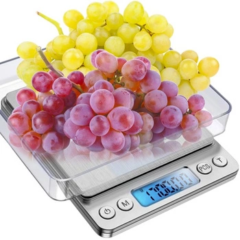 Waga Kuchenna Elektroniczna Precyzyjna LCD 2000g 2kg 0,1g z Misą x2 Cyfrowa RUHHY