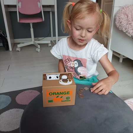 Skarbonka Kot Kotek Interaktywna Automat Miałczy Otwierana Prezent Dzieci KRUZZEL