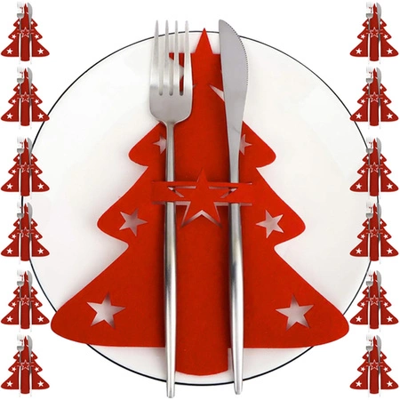 Etui na Sztućce Choinka Pokrowiec 12szt Świąteczne na Święta Stół Podkładka RUHHY