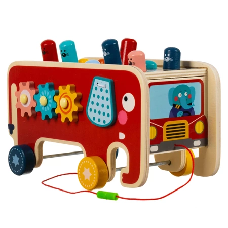 Drewniana Kostka Edukacyjna Słoń Montessori Wbijak KRUZZEL