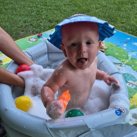 Rondo Kąpielowe Daszek do Mycia Głowy dla Dzieci Kąpiel Włosów Osłona Blue KRUZZEL