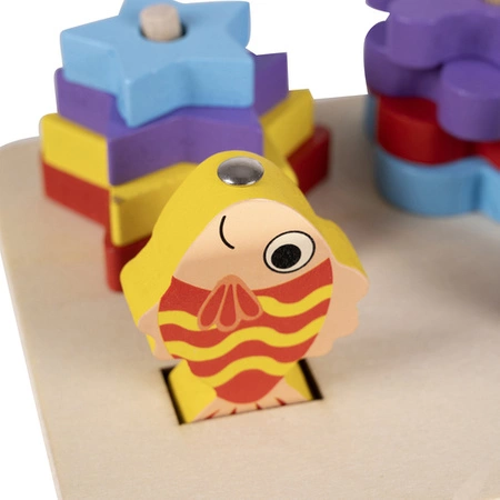 Układanka Sorter Drewniana Montessori Klocki Edukacyjna Gra Łowienie Rybek KRUZZEL