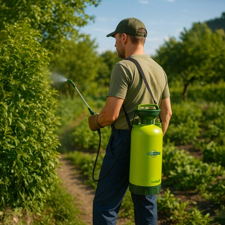Opryskiwacz Ciśnieniowy Ręczny Ogrodowy Długi Zasięg Lanca + Wąż 140cm 8l Gardlov 25430