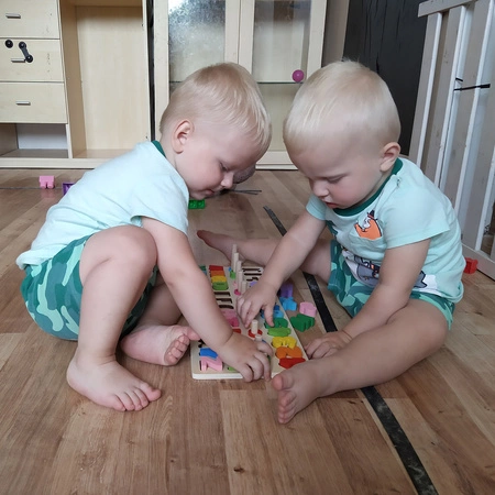 Układanka Drewniana Sorter Klocki Alfabet i Cyfry KRUZZEL