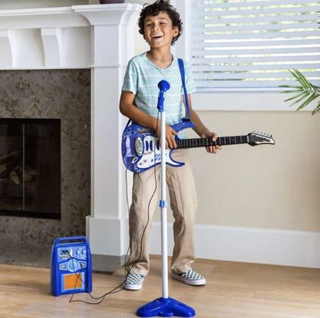 Gitara dla Dzieci Elektryczna Rockowa Mikrofon Wzmacniacz Gra Świeci Zestaw KRUZZEL