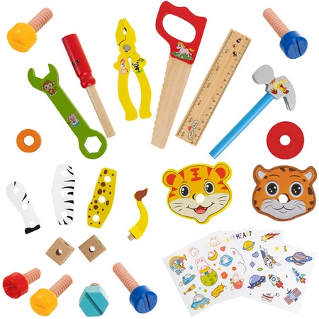 Drewniana Skrzynka Narzędziowa dla Dzieci Zestaw Majsterkowicza Narzędzia Kruzzel 26581