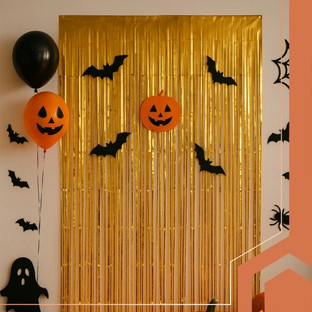 Kurtyna Dekoracyjna Złota Samoprzylepna Zasłona Imprezowa Sylwester 100x200 Ruhhy 26173