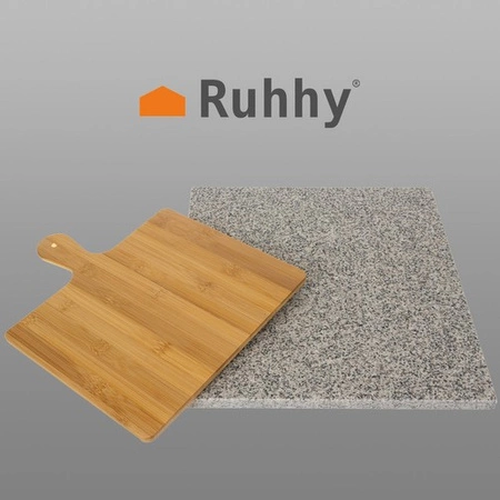 Kamień do Pizzy 36x38 cm Łopatka Granitowy do Pieczenia Grilla Deska Zestaw RUHHY