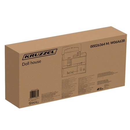Domek dla Lalek Drewniany Duży Oświetlenie LED Mebelki Akcesoria 3 Poziomy Kruzzel 26364