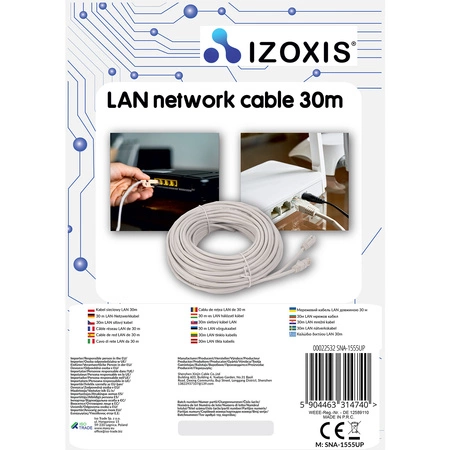 Kabel Sieciowy Lan RJ45 UTP Ethernet Skrętka Gold 30m Przewód Internetowy IZOXI