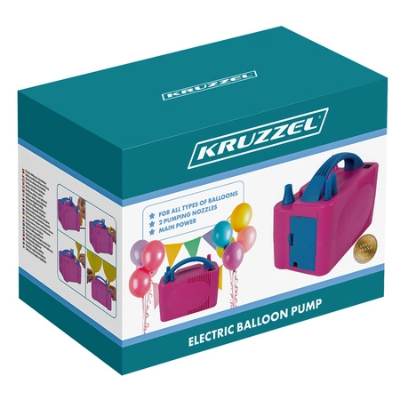 Elektryczna Pompka do Balonów 2 Dysze Szybka Wydajna Mocna 600W Różowa KRUZZEL