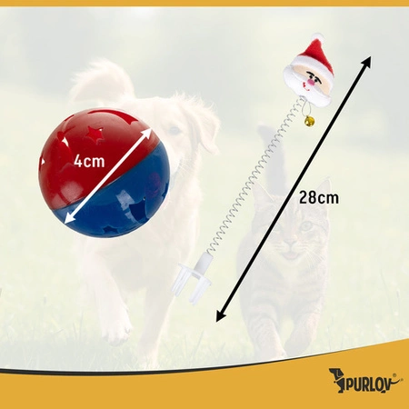 Zabawki dla Kota PURLOV Zestaw Zabawek na Święta 6el Piłki Sprężynki Pompon