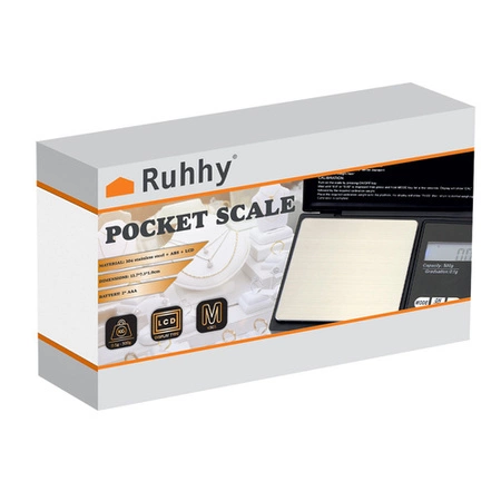 Waga Elektroniczna Precyzyjna Jubilerska 0,1g do 500g Kuchenna Podświetlana RUHHY