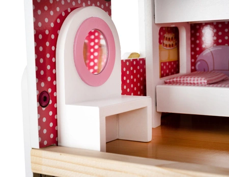 Domek dla Lalek Drewniany Duży + LED Akcesoria Meble Mebelki Zestaw Willa KRUZZEL