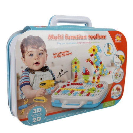 Zestaw Majsterkowicza Klocki Konstrukcyjne 3D Wkrętarka Wiertarka Śrubki KRUZZEL