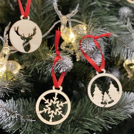 Bombki Choinkowe Drewniane Ozdoby na Choinkę Zestaw 36 szt 5,5cm Nietłukące RUHHY