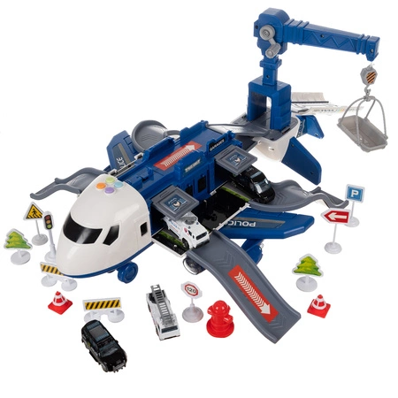 Samolot Policyjny dla Dzieci Rozkładany Parking Interaktywny Policja + Auta 26680