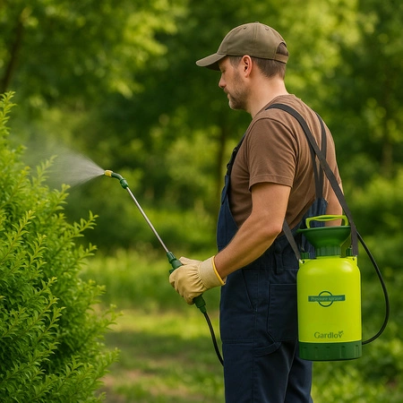 Opryskiwacz Ciśnieniowy Ręczny Ogrodowy Długi Zasięg Lanca + Wąż 150cm 5l Gardlov 25581