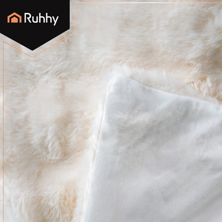 Koc Ruhhy 160x100 cm BIAŁY Futerkowy Pluszowy Miękki PLED Narzuta PREZENT 26493
