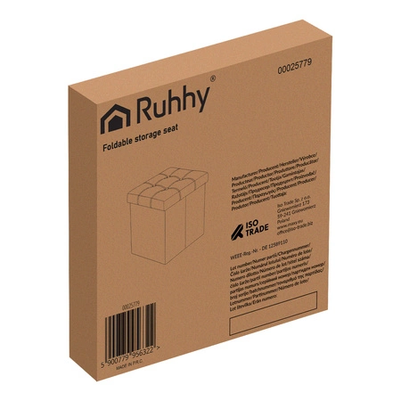 Pufa ze Schowkiem Siedzisko Puf Schowek Kufer Kostka z Ekoskóry Składana Ruhhy 25779