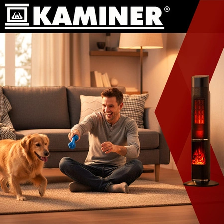 Termowentylator Kolumnowy KAMINER Grzejnik Elektryczny Efekt Kominka Pilot
