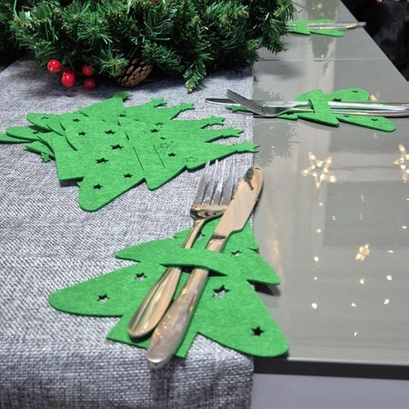 Świąteczne Etui na Sztućce Boże Narodzenie Pokrowiec Choinka 12szt na Stół RUHHY