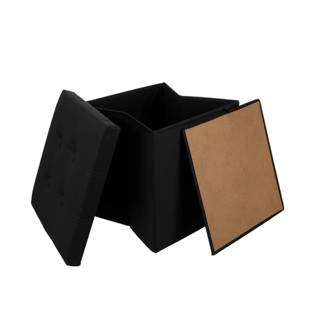 Pufa ze Schowkiem Siedzisko Puf Schowek Kufer Kostka z Ekoskóry Składana Ruhhy 25779